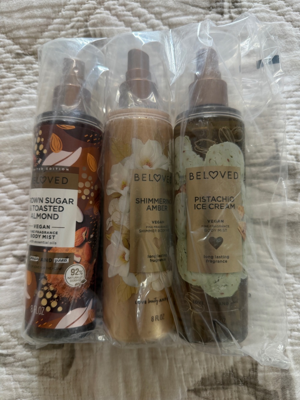 Beloved Shimmering Amber & Pistachio Ice Cream Body Mist Set